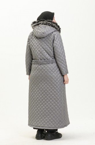 Plus Size Puffer Coat 6046-02 Gray 6046-02