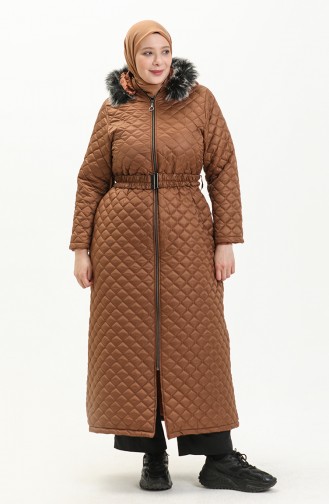 Plus Size Puffer Coat 6046-03 Tan 6046-03