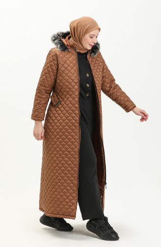 Plus Size Puffer Coat 6046-03 Tan 6046-03