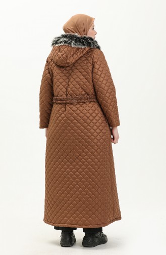 Plus Size Puffer Coat 6046-03 Tan 6046-03