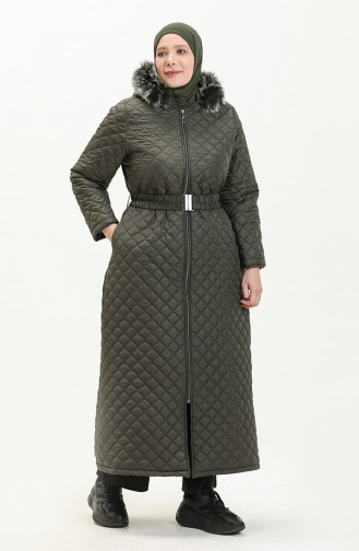 Plus Size Puffer Coat 6046-04 Haki 6046-04