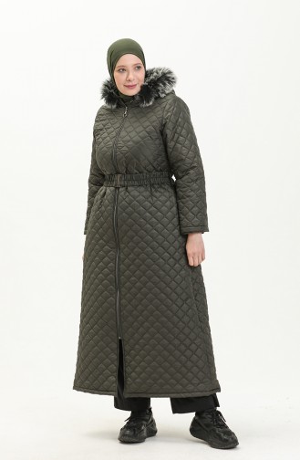 Plus Size Puffer Coat 6046-04 Haki 6046-04