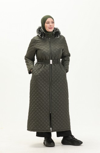 Plus Size Puffer Coat 6046-04 Haki 6046-04