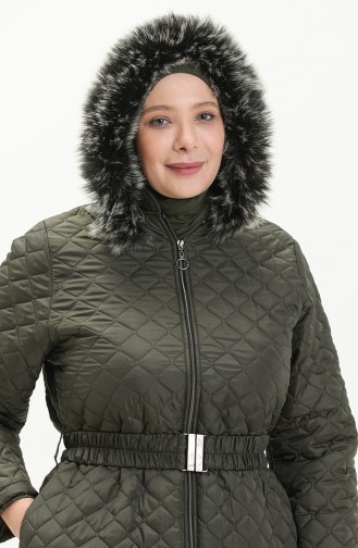 Plus Size Puffer Coat 6046-04 Haki 6046-04