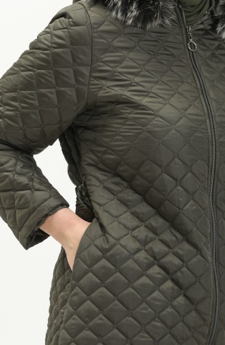 Plus Size Puffer Coat 6046-04 Haki 6046-04