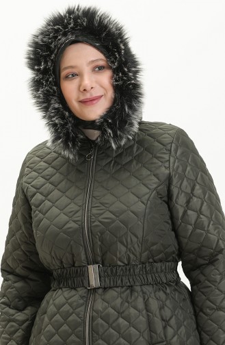 Plus Size Puffer Coat 6047-01 Khaki 6047-01