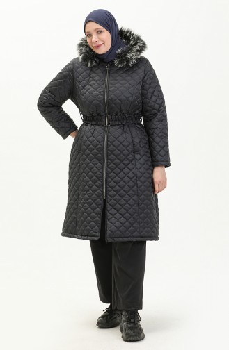 Plus Size Puffer Coat 6047-02 Navy Blue 6047-02