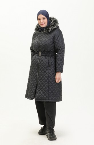 Plus Size Puffer Coat 6047-02 Navy Blue 6047-02