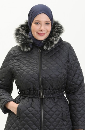 Plus Size Puffer Coat 6047-02 Navy Blue 6047-02