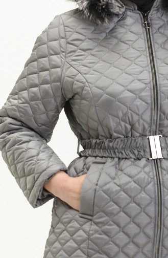 Plus Size Puffer Coat 6047-03 Gray 6047-03