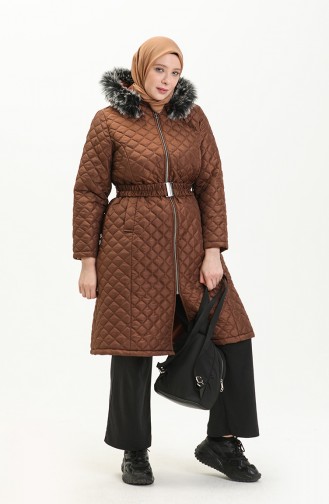 Plus Size Puffer Coat 6047-06 Tan 6047-06