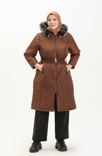 Plus Size Puffer Coat 6047-06 Tan 6047-06