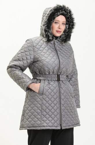 Plus Size Puffer Coat 6072-01 Gray 6072-01