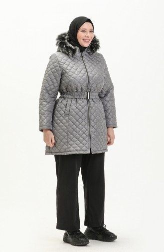 Plus Size Puffer Coat 6072-01 Gray 6072-01