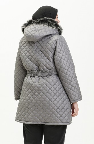 Plus Size Puffer Coat 6072-01 Gray 6072-01