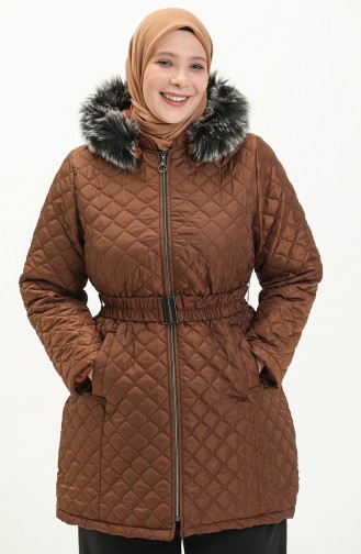 Plus Size Puffer Coat 6072-05 Tan 6072-05