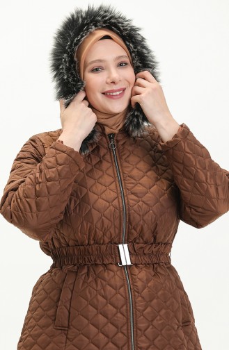 Plus Size Puffer Coat 6072-05 Tan 6072-05