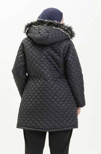 Plus Size Puffer Coat 6072-06 Navy Blue 6072-06