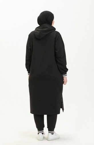 Ensemble de Survêtement à Capuche Grande Taille 6005-01 Noir 6005-01