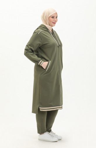 Ensemble de Survêtement à Capuche Grande Taille 6003-08 Khaki 6003-08