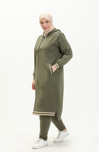 Ensemble de Survêtement à Capuche Grande Taille 6003-08 Khaki 6003-08