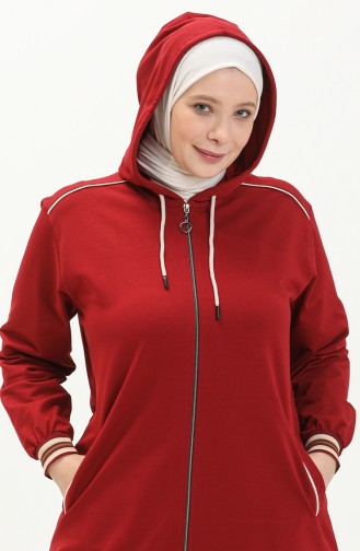 Plus Size Hooded Tracksuit 6003-09 Claret Red 6003-09