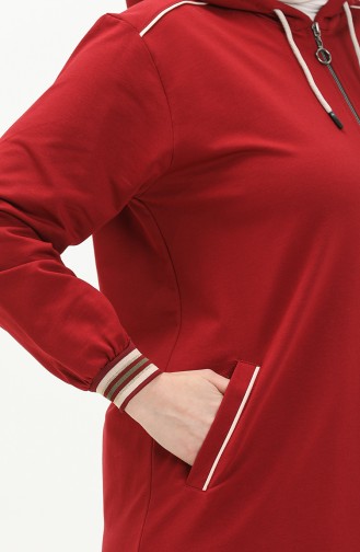 Plus Size Hooded Tracksuit 6003-09 Claret Red 6003-09