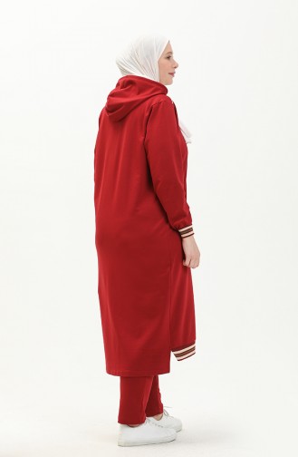 Plus Size Hooded Tracksuit 6003-09 Claret Red 6003-09