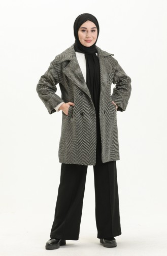 معطف طويل بني مائل للرمادي 15025-01