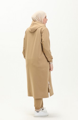 Plus Size Hooded Tracksuit 6005-03 Camel 6005-03