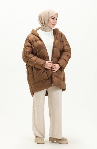 Hooded Puffer Jacket 8001-01 Tan 8001-01