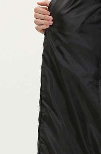 Manteau Long Matelassé à Capuche 8006-03 Noir Bordeaux 8006-03