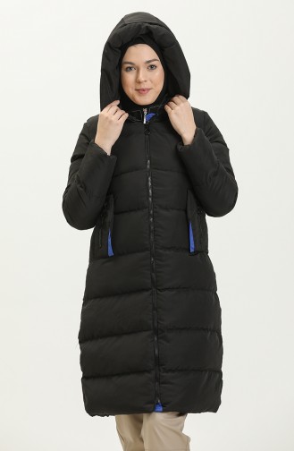 Hooded Long Puffer Jacket 8006-04 Black Saxe 8006-04