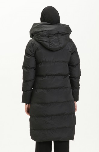 Langer Puffercoat mit Kapuze 8006-07 Schwarz-Smaragdgrün 8006-07