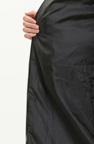 Langer Puffercoat mit Kapuze 8006-07 Schwarz-Smaragdgrün 8006-07