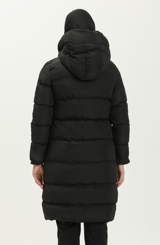 Langer Puffercoat mit Kapuze 8006-08 Schwarz-Puderfarben 8006-08