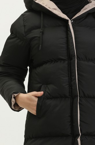 Manteau Matelassé à Capuche 8007-03 Noir Vison 8007-03