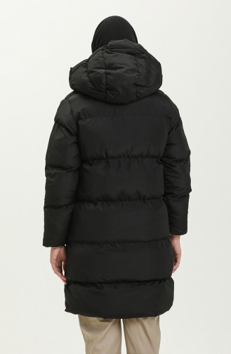 Manteau Matelassé à Capuche 8007-03 Noir Vison 8007-03