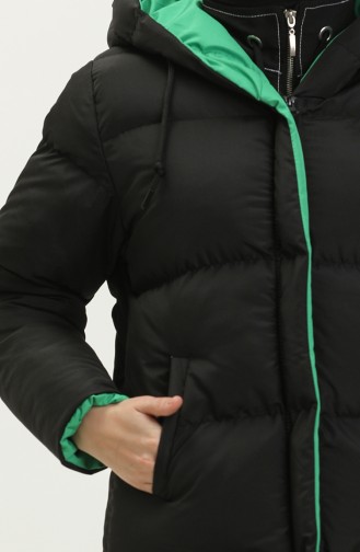 Puffercoat mit Kapuze 8007A-01 Schwarz-Smaragdgrün 8007A-01
