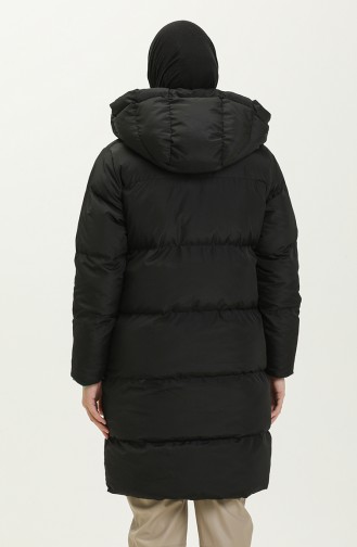 Puffercoat mit Kapuze 8007A-01 Schwarz-Smaragdgrün 8007A-01