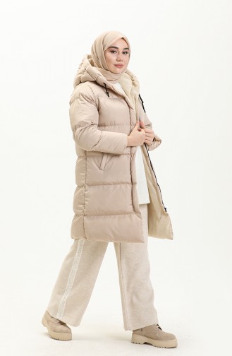 Manteau Matelassé à Capuche 8007-06 Beige 8007-06