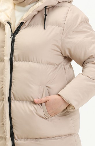 Hooded Puffer Coat 8007-06 Beige 8007-06