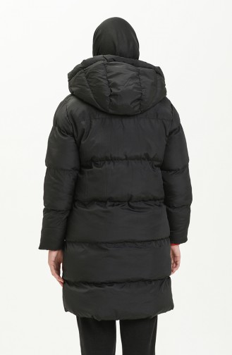 Puffercoat mit Kapuze 8007-08 Schwarz-Weinrot 8007-08