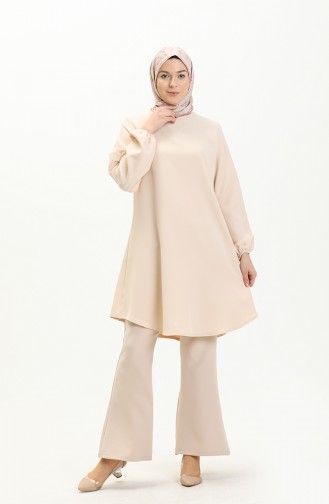 Elastic Sleeve Tunic 1825-06 Cream 1825-06