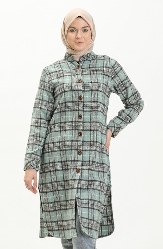 Plaid Tunic 1830E-01  Almond Green 1830E-01