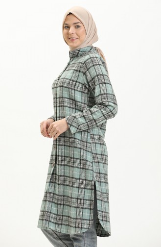 Plaid Tunic 1830E-01  Almond Green 1830E-01