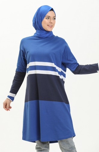Bat Sleeve Striped Tunic 8558-01 Saxe 8558-01