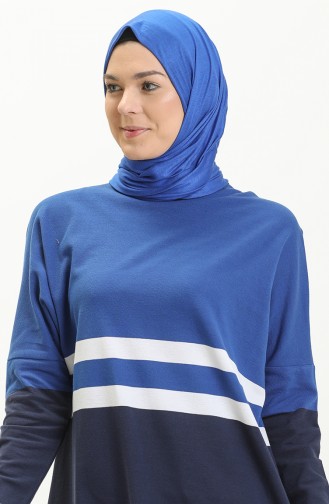 Bat Sleeve Striped Tunic 8558-01 Saxe 8558-01
