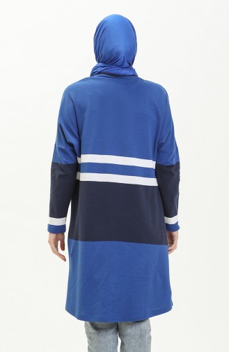 Yarasa Kol Çizgili Tunik 8558-01 Saks