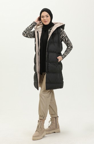 Two Color Puffer Vest 8004-02 Black Mink 8004-02